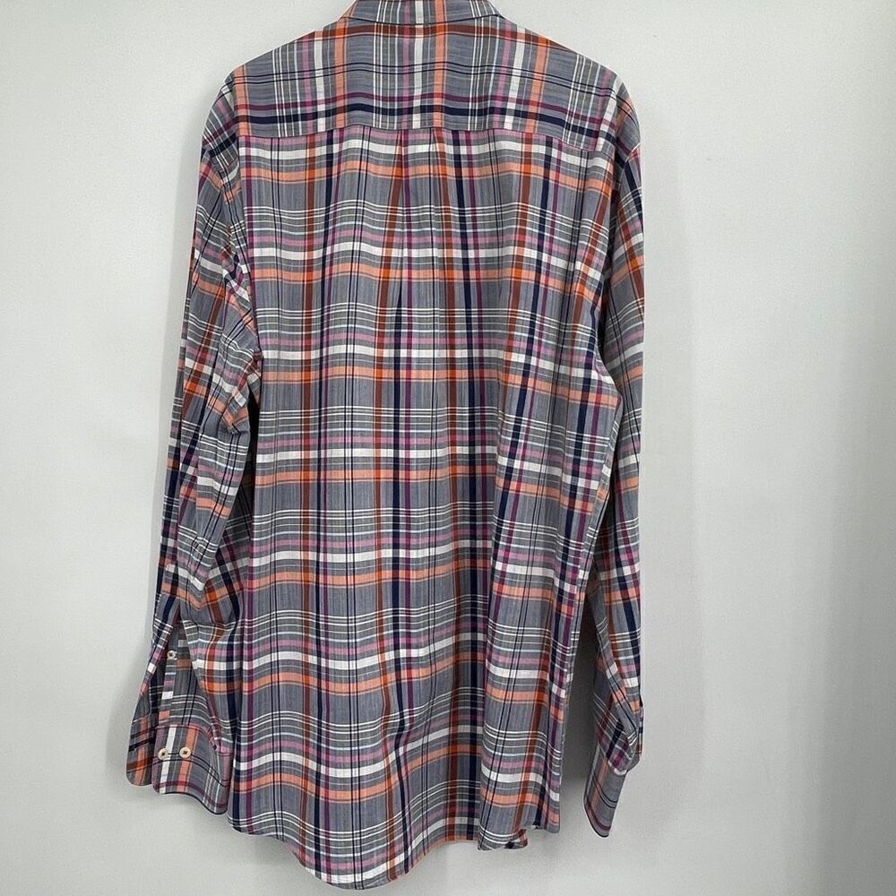 Peter Millar Multicolor Plaid Collared Long Sleeve Button-Up Shirt Large - Picture 5 of 6